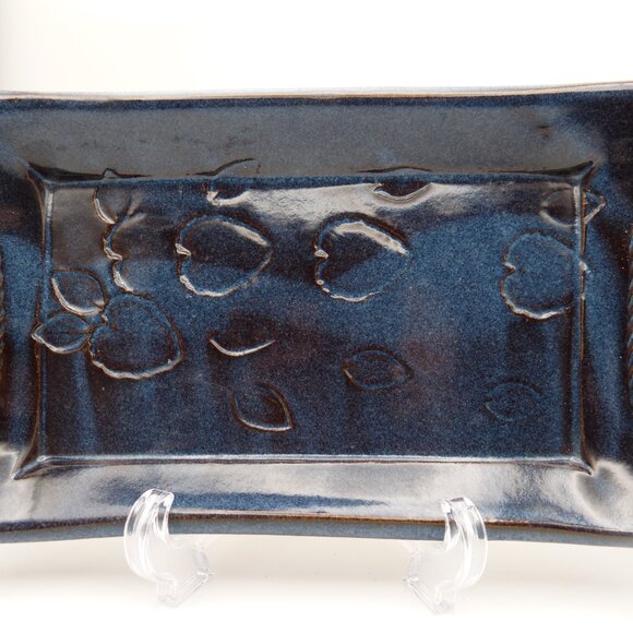 Thomas Pottery Seagrove North Carolina Tibit Tray Blue Glaze Retired - Picture 2 of 12